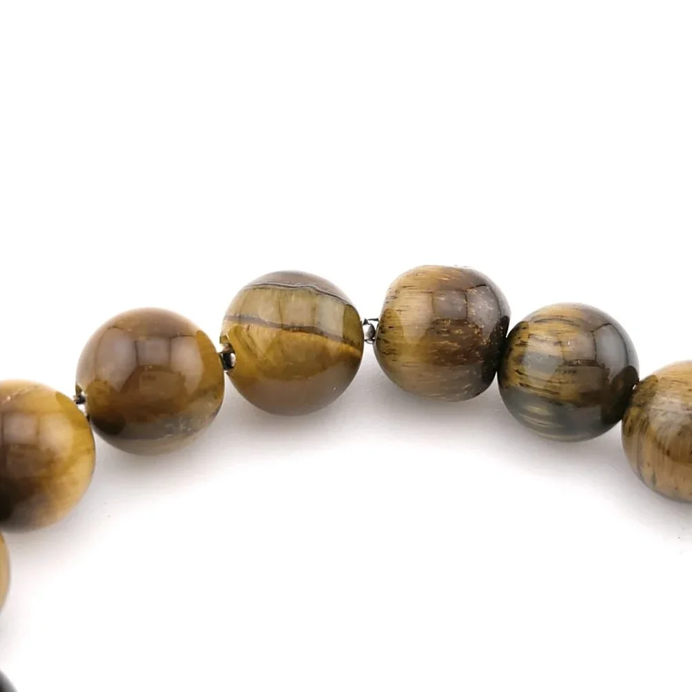 David Yurman Sterling Silver 8mm Tiger's Eye Spiritual Bead Beaded Pull Bracelet